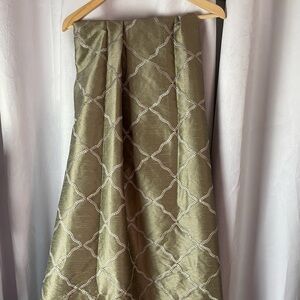 TWO Neiman Marcus old gold & beige curtain panels.